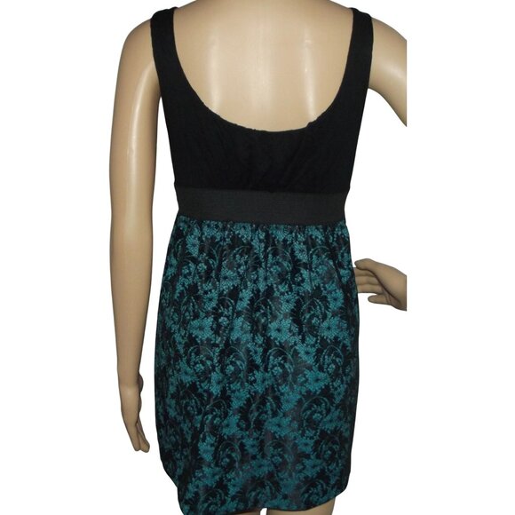 Mind Code Dress Womens Size Medium Black & Teal Lace Elastic Waist Y2K Retro Sty - Picture 2 of 8